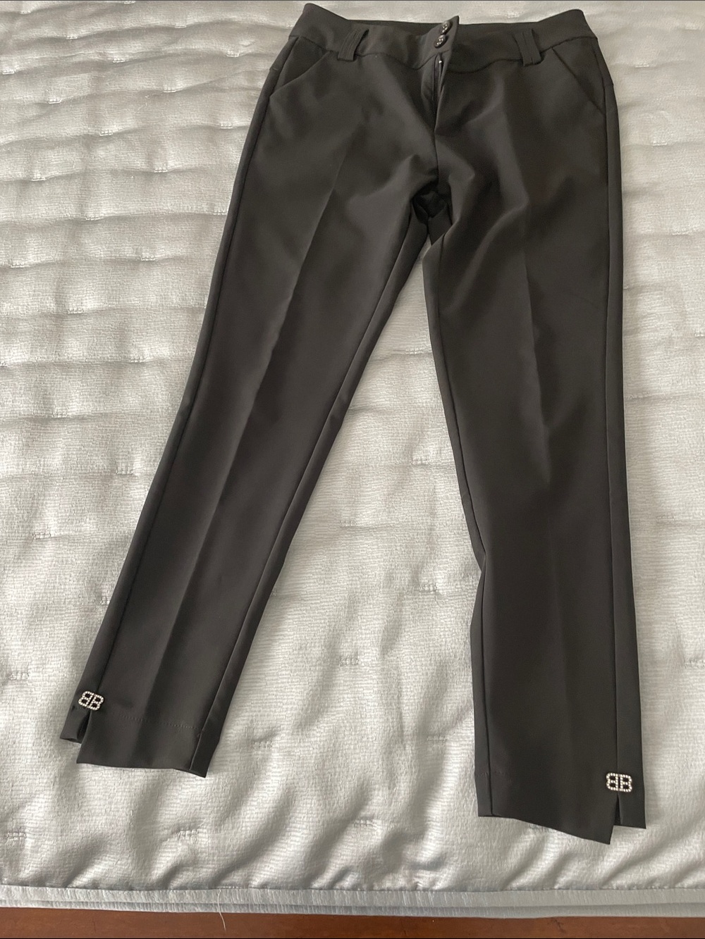 Balmain Black Slim Dress Trousers with Double-B Hem Hardware